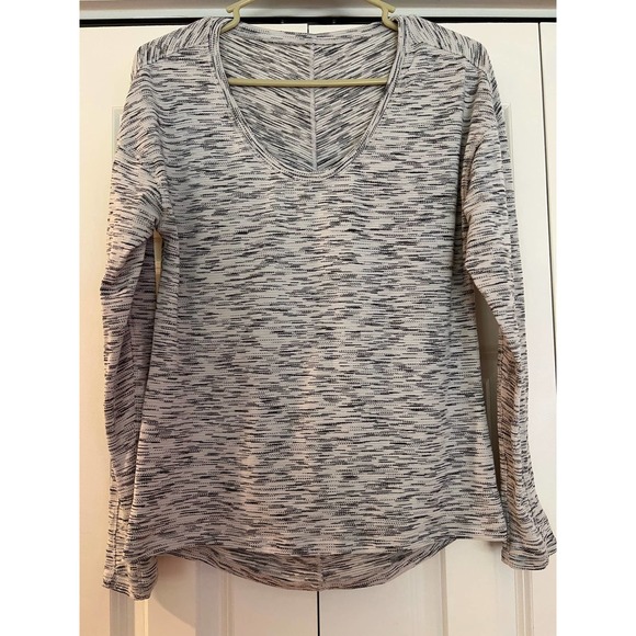 Lululemon Meant To Move Long Sleeve Shirt in Tiger Space Dye Black White - Picture 3 of 8